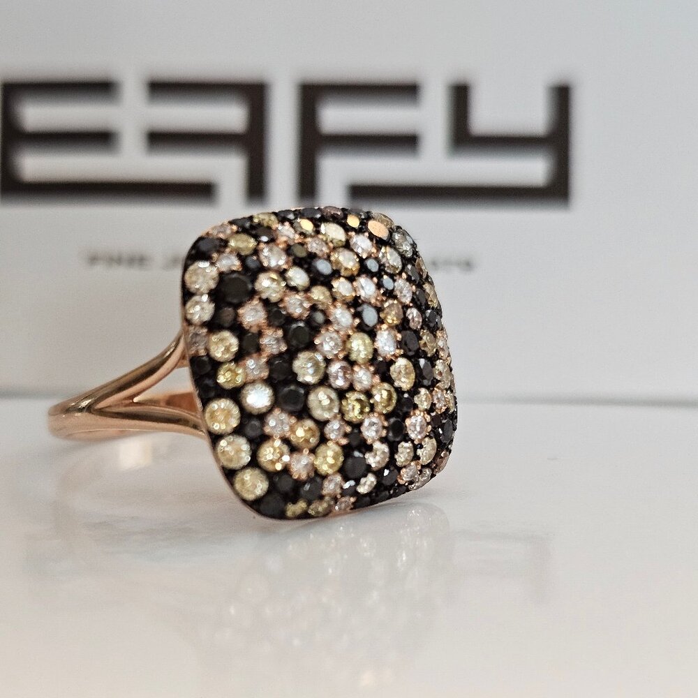 EFFY  Collection 14K Rose Gold  Multi Color Diamonds, Ring,  size 8